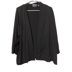 Avenue Cardigan Sweater Womens Plus Size 26/28 Black Open Front Short Sleeve